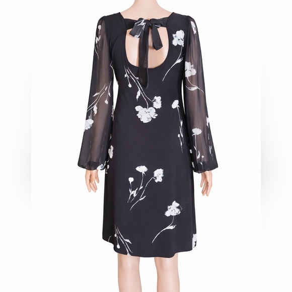 White House Black Market black floral chiffon shift dress Medium NWT - Picture 2 of 3